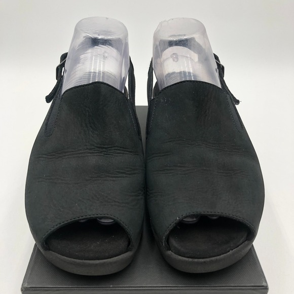 Mephisto Sandals Women's Size 9  Black Leather‎ slingback Peep Toe - Picture 4 of 11